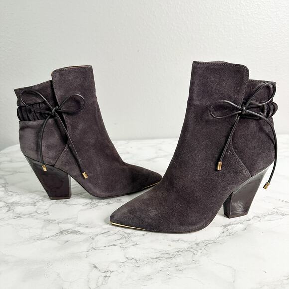 Tory Burch Women's Suede Lila 90s Scrunch High Heel Ankle Booties Size 6 - Picture 8 of 14